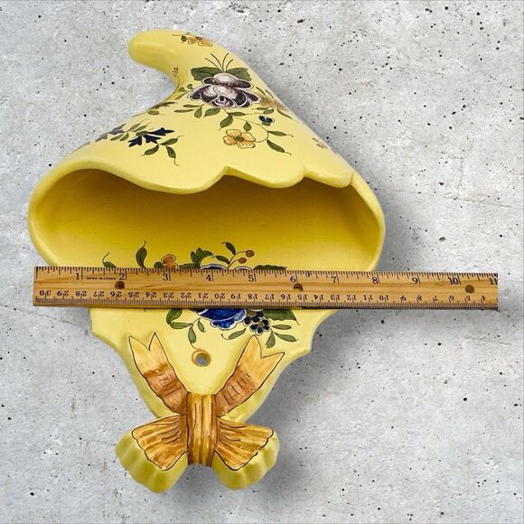 Wall Pocket Vase Hand Painted France Vintage 12.5in - Picture 6 of 9